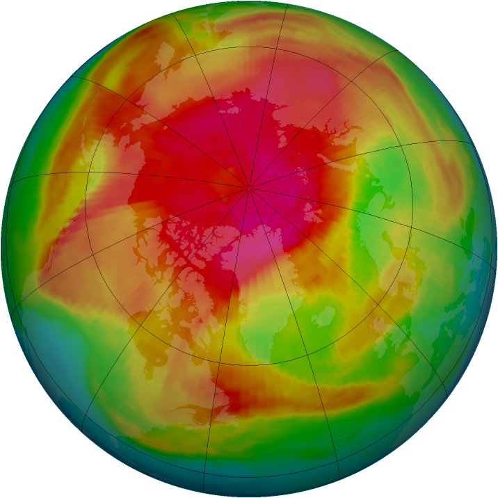 Arctic ozone map for 25 March 1985